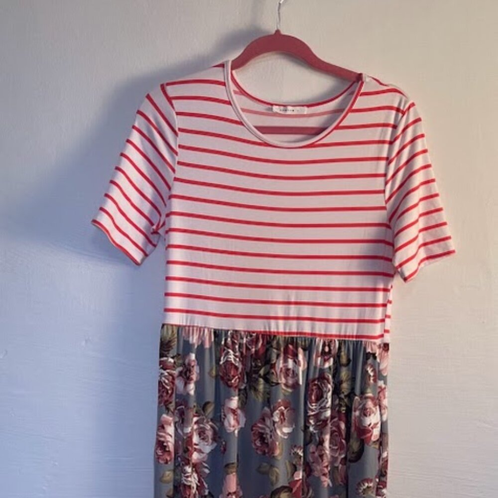Reborn J‎ Maxi Dress Pockets Short Sleeve 90s Church Social Tee Style Large
